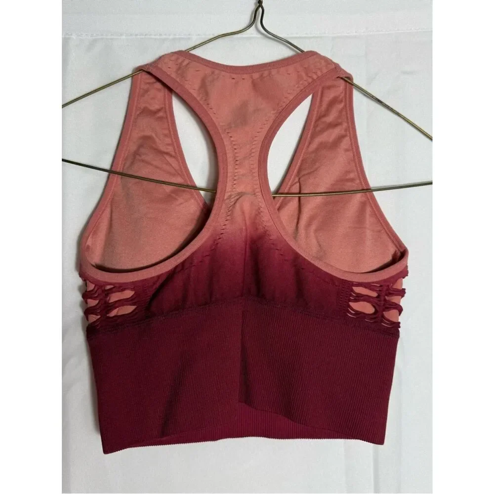 Pink Active Like New Ombré Seamless Light Support Racerback Sports Bra Small